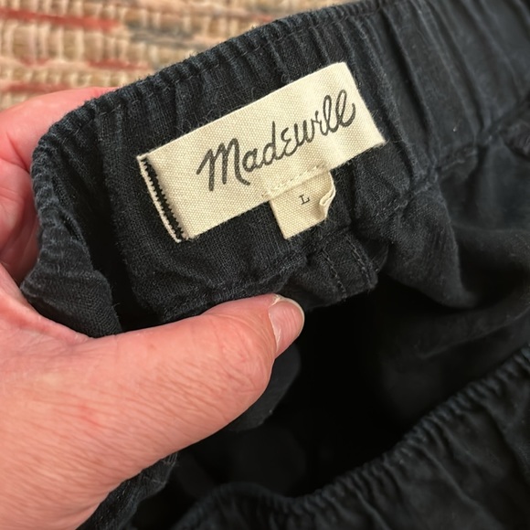 Madewell Linen-Blend Easy Pull-On Shorts Black Medium - Picture 5 of 6